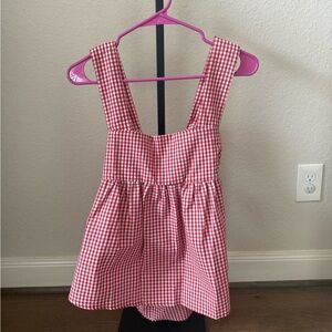 Red Gingham Pinafore Shirt